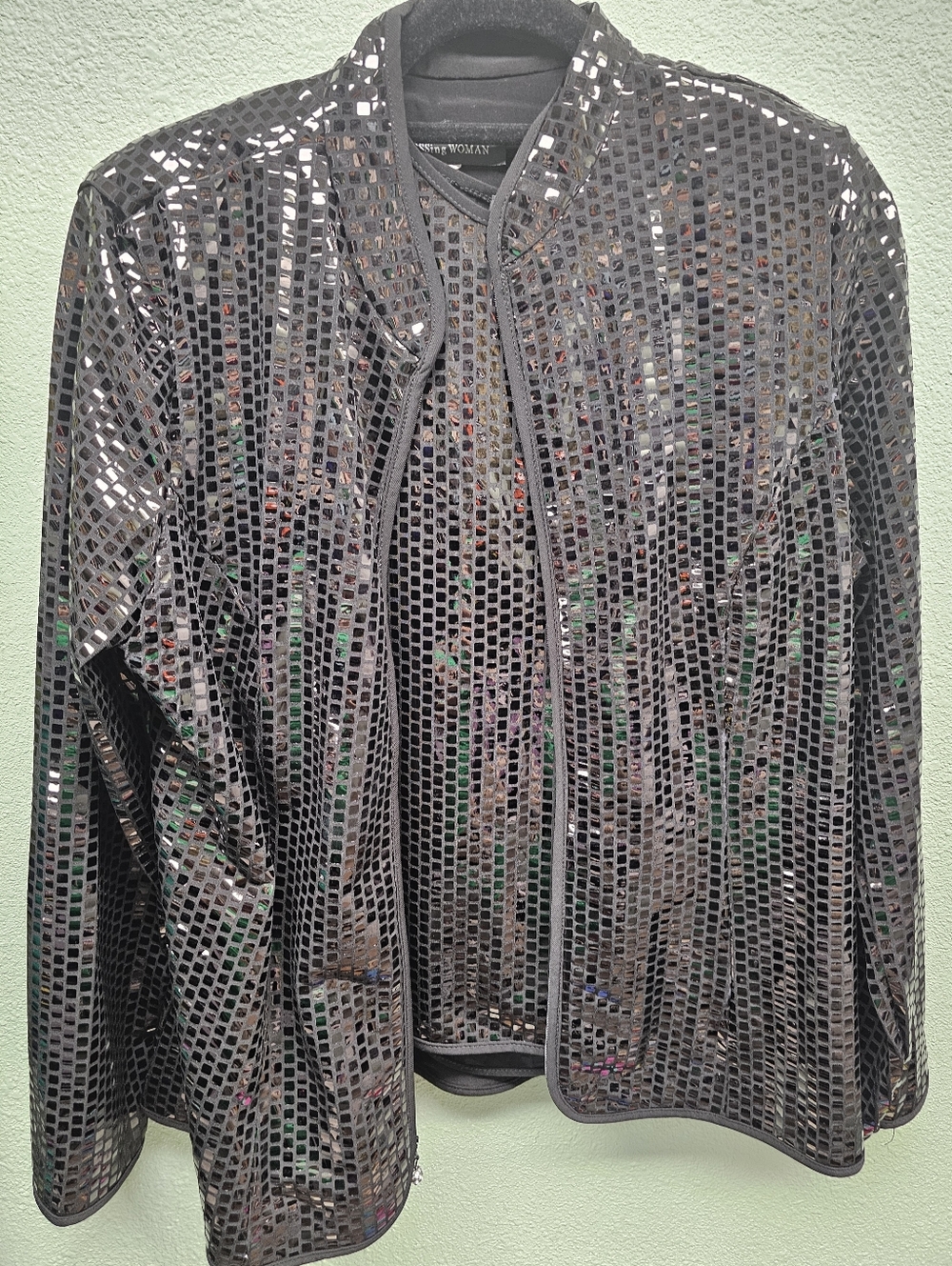 Black Sequin Grid Jacket